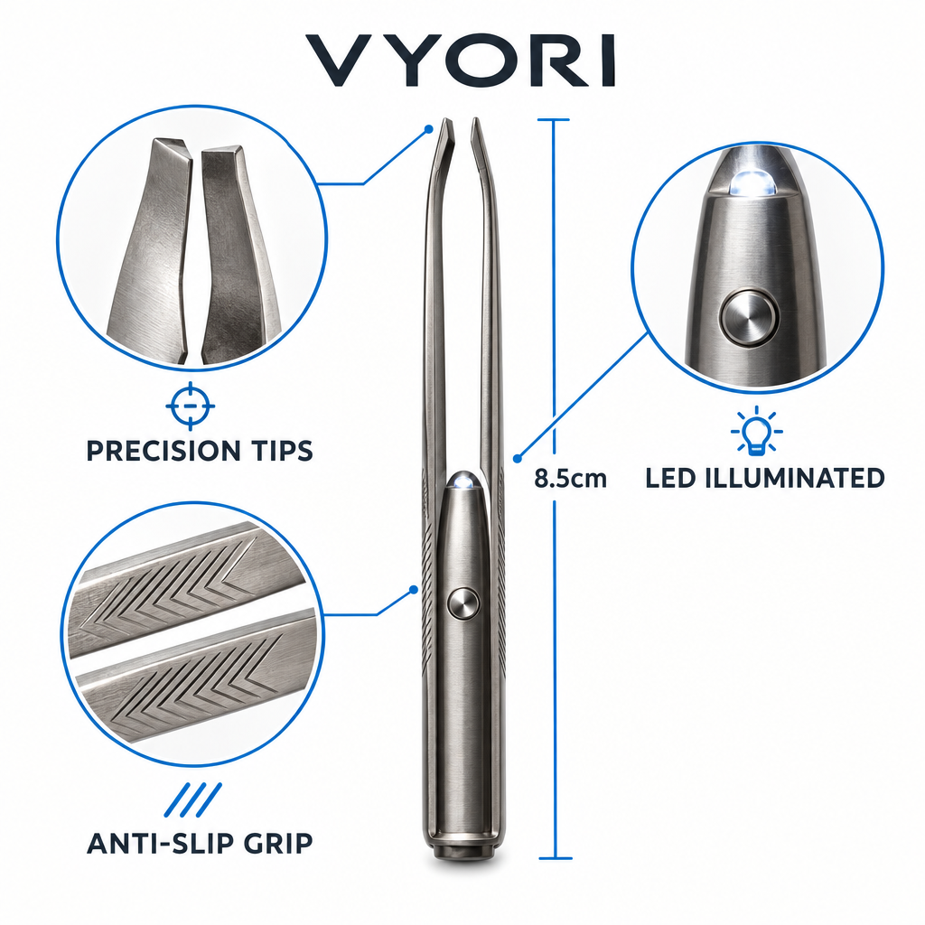 VYORI LED Tweezer - Feature Detail Callouts