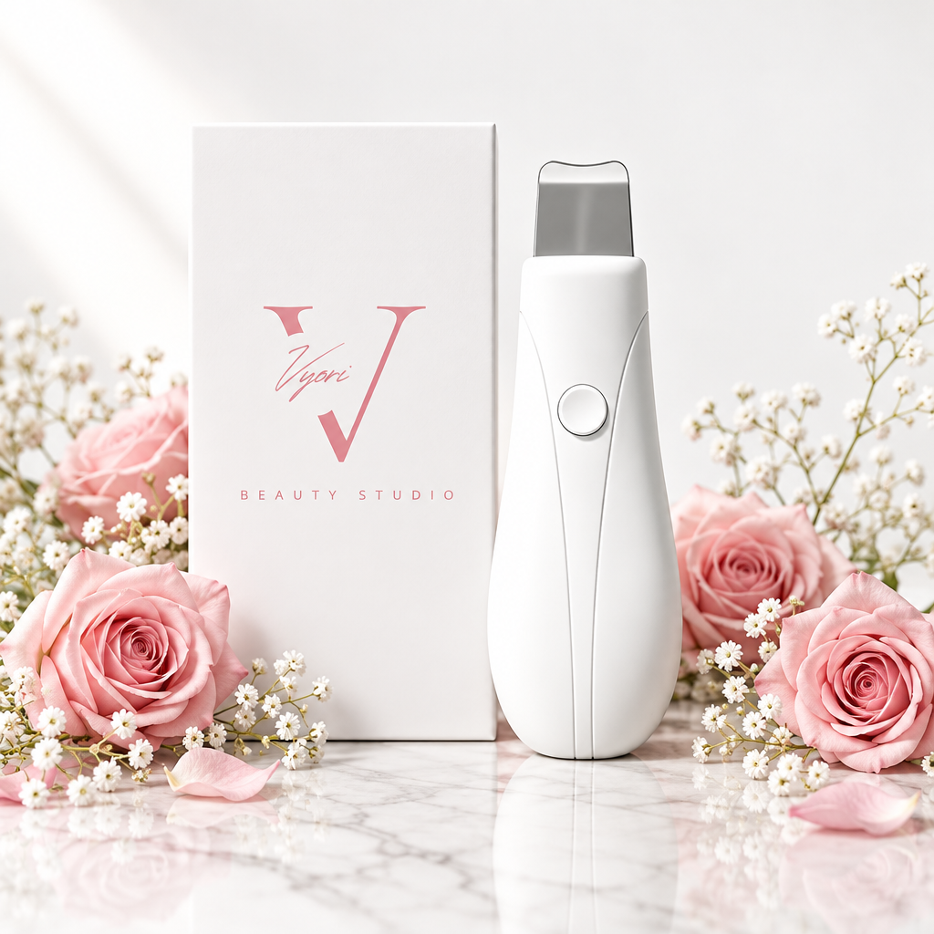 VYORI GlowWand White - Front view with pink floral styling