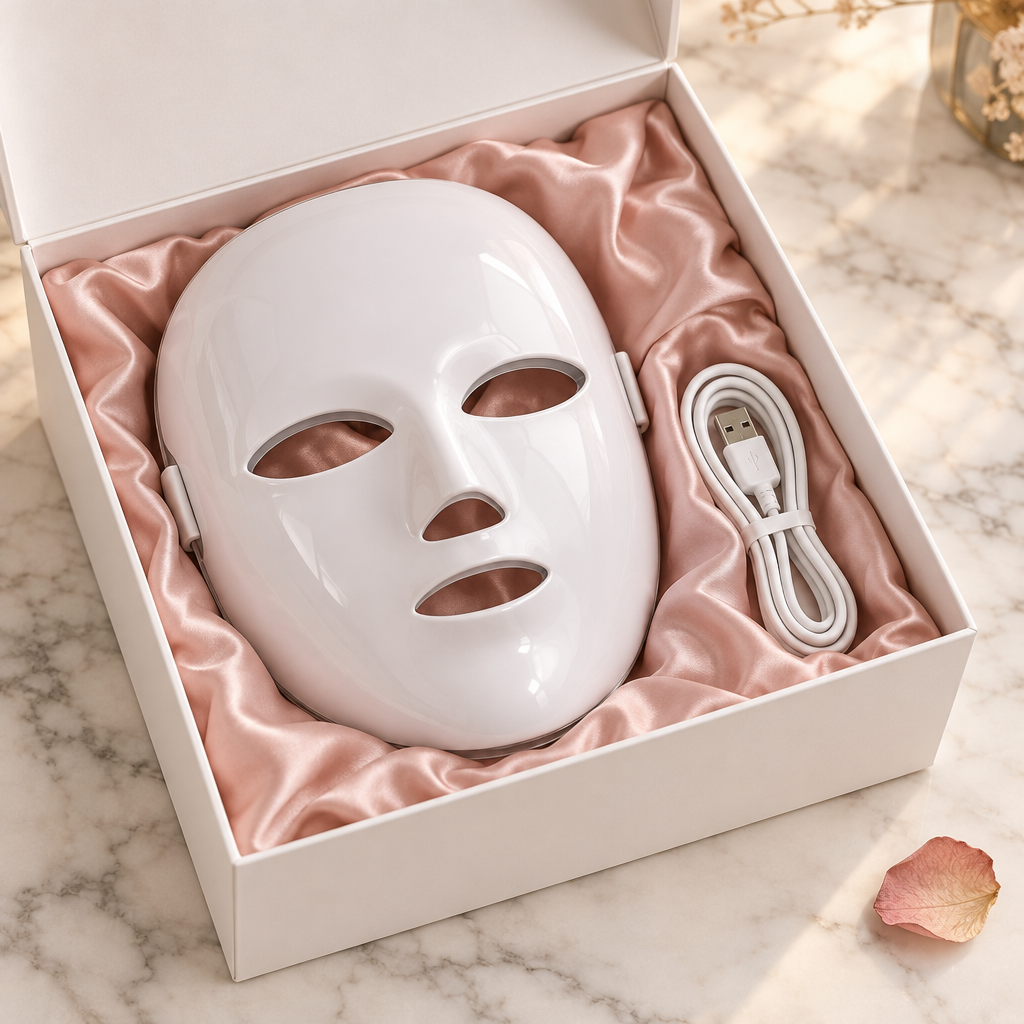 VYORI LumiGlow 7 - gift box unboxing with blush satin